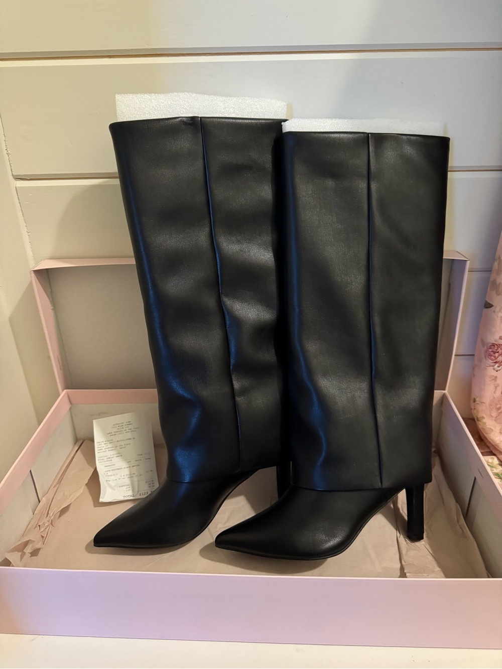 Chinese Laundry Black Knee-High Pointed-Toe Heel Boots